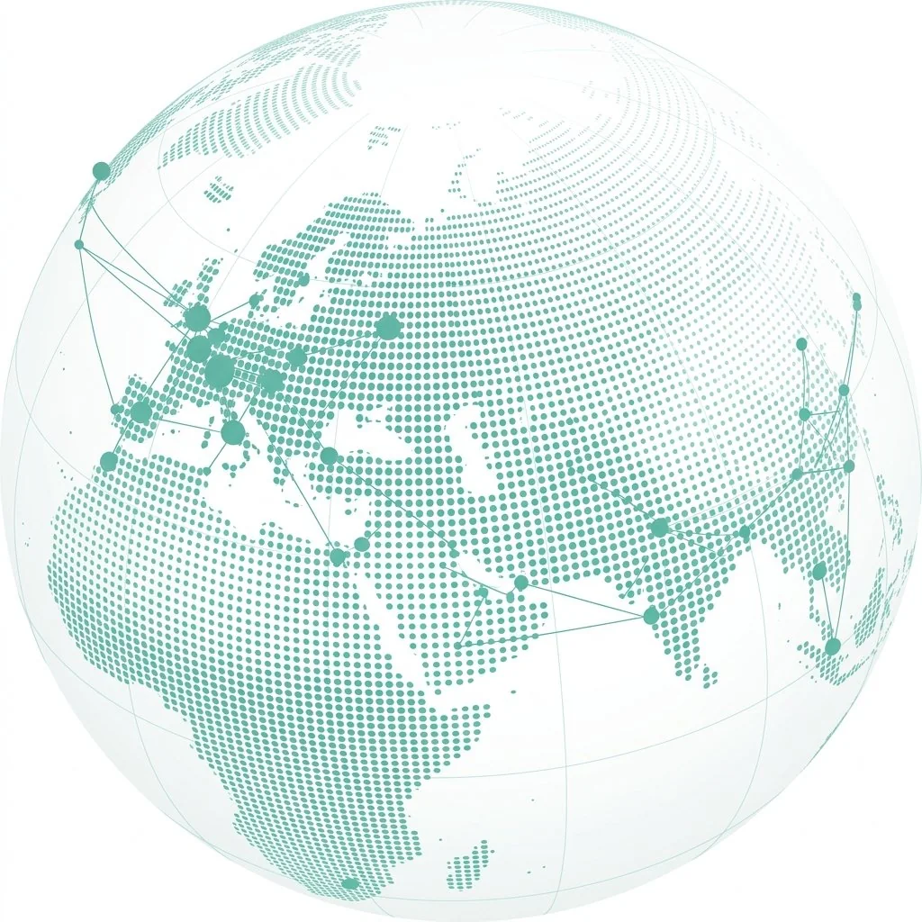 World map showing textile supplier connections across continents